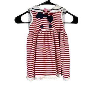 Copper Key Toddler Girls Red/White Striped Sailor Dress - Size 2T